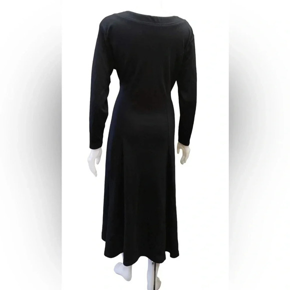 Daniel Hechter Maxi Black Long Sleeve Dress Size  12 - Picture 5 of 10